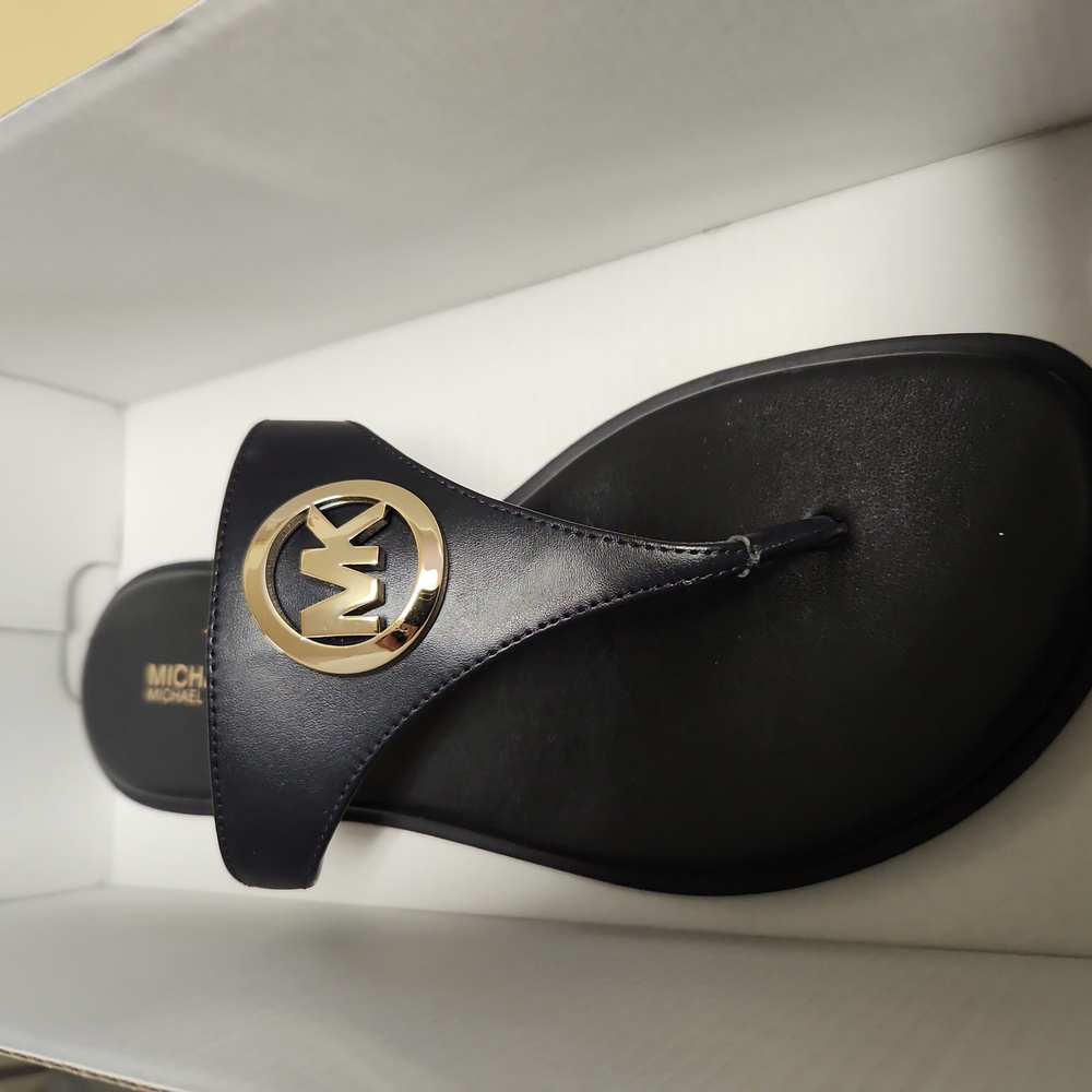 Mk gold logo sandals